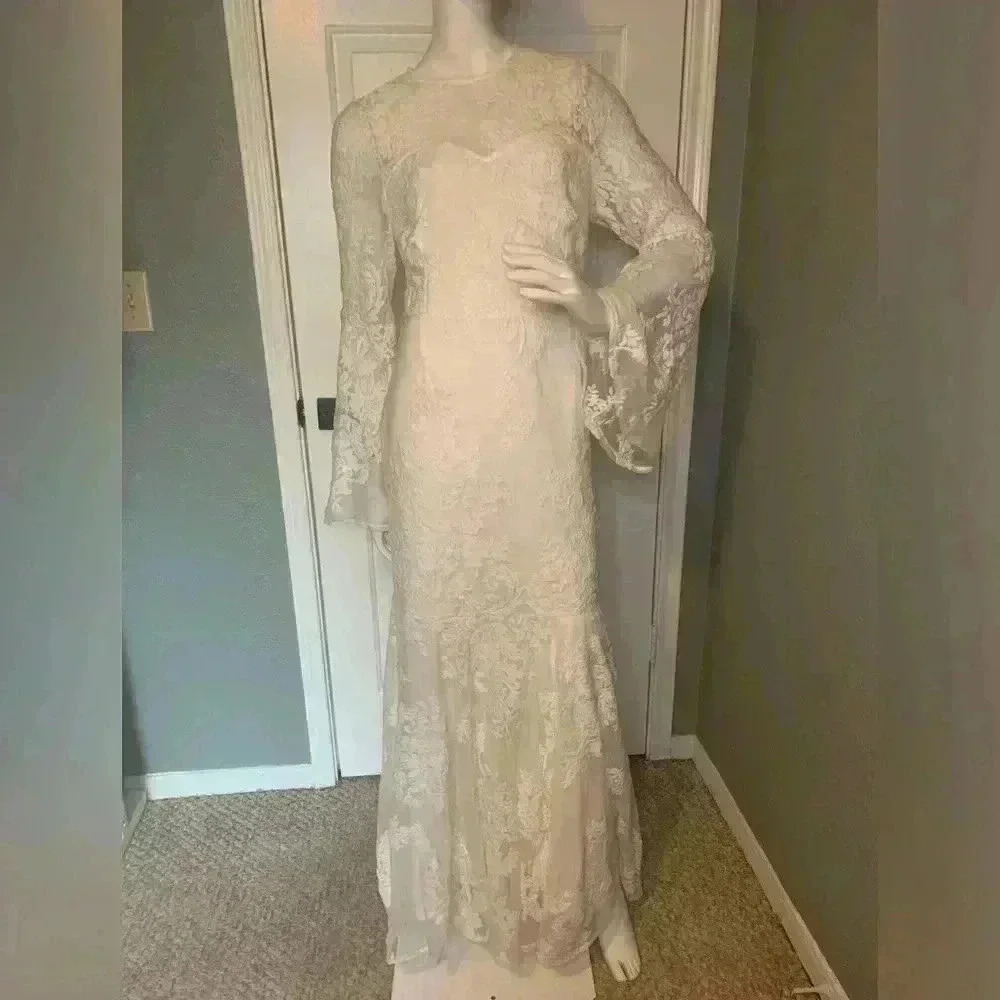 Southern Fried Chics Ivory Dress Sz XL Boohoo Hippie Wedding Hi-Low Hem Size XL